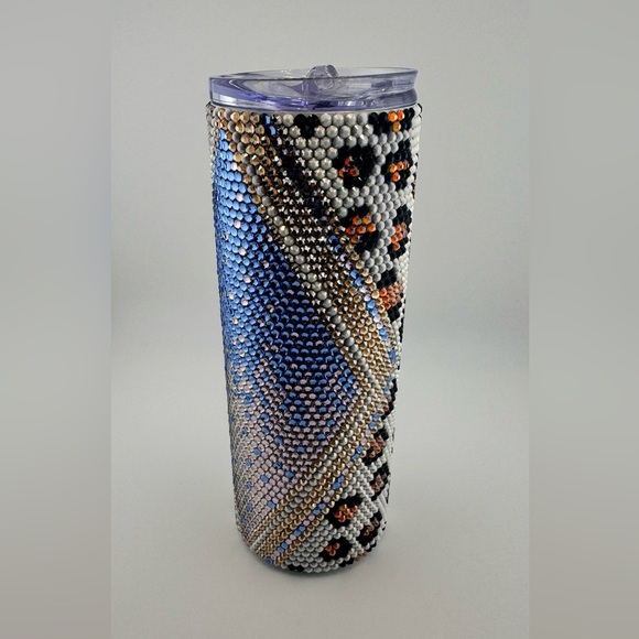 Handmade 20oz rhinestone tumbler - Ombré Leopard pattern